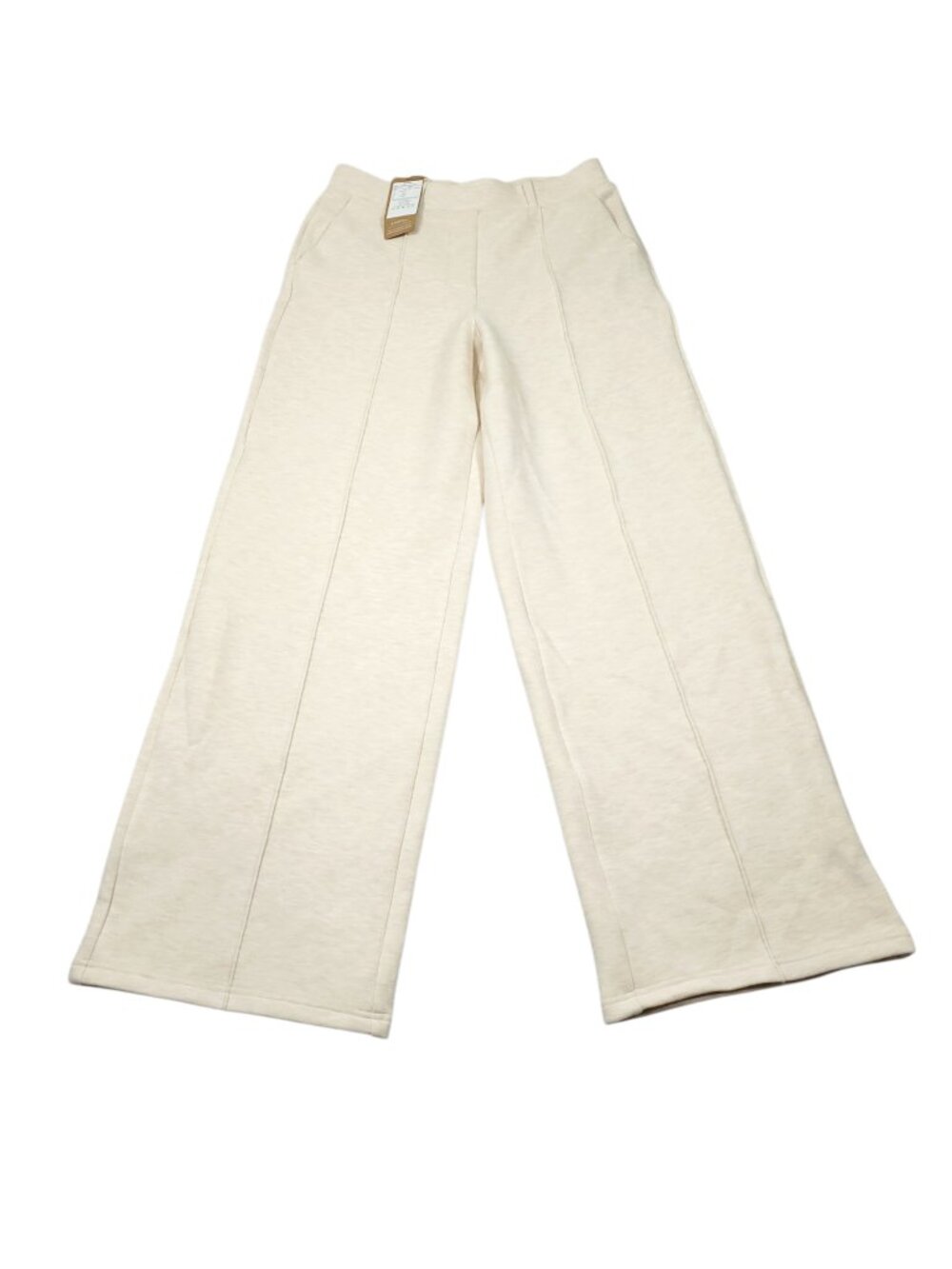 OGL FuzzLuxe High Waisted Warm Straight Leg Pull On Pants Beige Size Medium